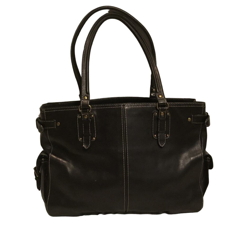 NWOT Vintage Fossil Black Leather Tote
